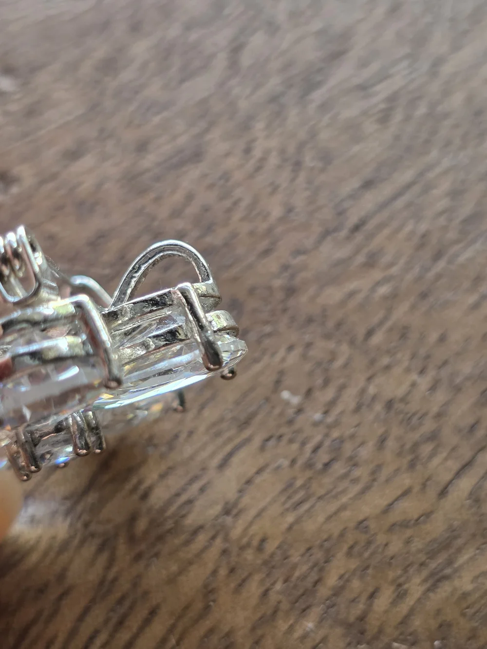 Clear Crystal Flower Brooch - Silver Tone
